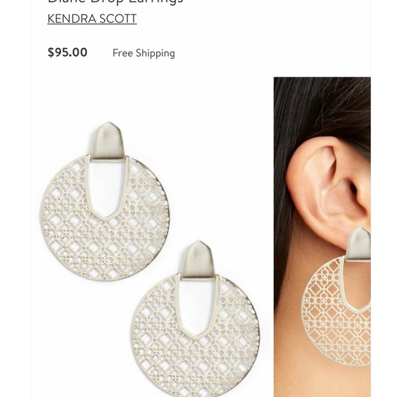 Kendra Scott Diane Silver Filigree round Earrings - Picture 2 of 4